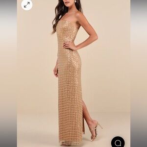 Lulu's Gold Sequin Maxi Dress